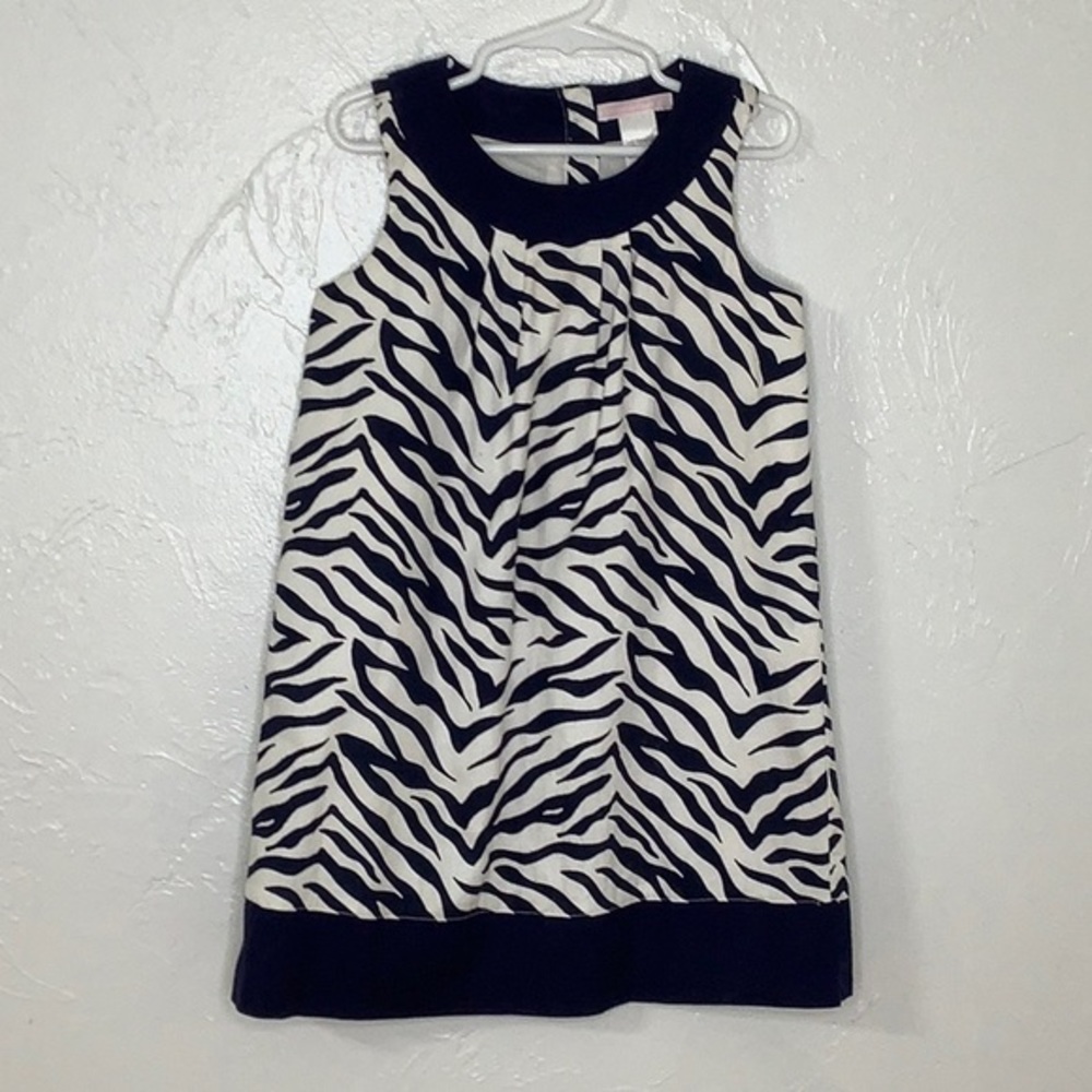 Janie and Jack Navy Zebra print sleeveless casual midi dress Size 5 girl